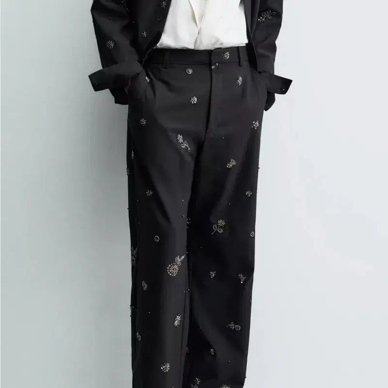 [BUNJANG] Zara Relaxed Fit Sequin Pants Dark Blue L / 자라 ZARA 릴렉스핏 스팽글 팬츠 다크블루 L 5085/100/422