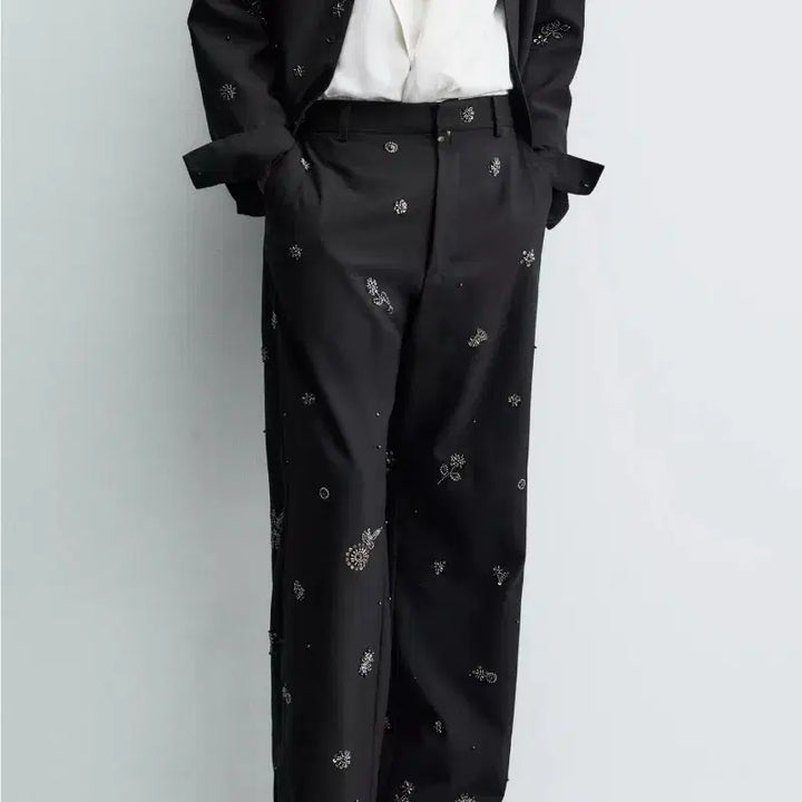 [BUNJANG] Zara Relaxed Fit Sequin Pants Dark Blue L / 자라 ZARA 릴렉스핏 스팽글 팬츠 다크블루 L 5085/100/422