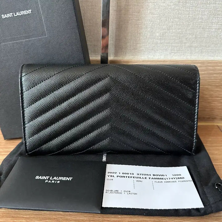 [BUNJANG] Saint Laurent Matelassé Long Wallet Gold Hardware / [A+/정품] 생로랑 마틀라세 장지갑 금장