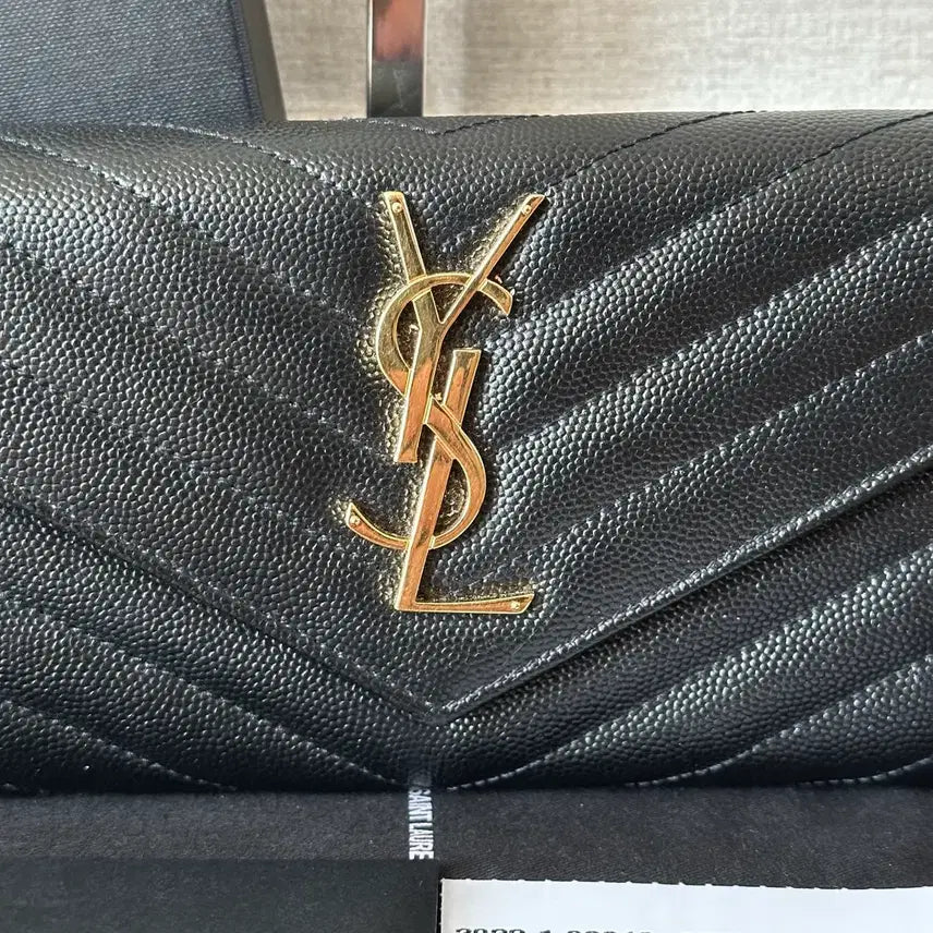 [BUNJANG] Saint Laurent Matelassé Long Wallet Gold Hardware / [A+/정품] 생로랑 마틀라세 장지갑 금장