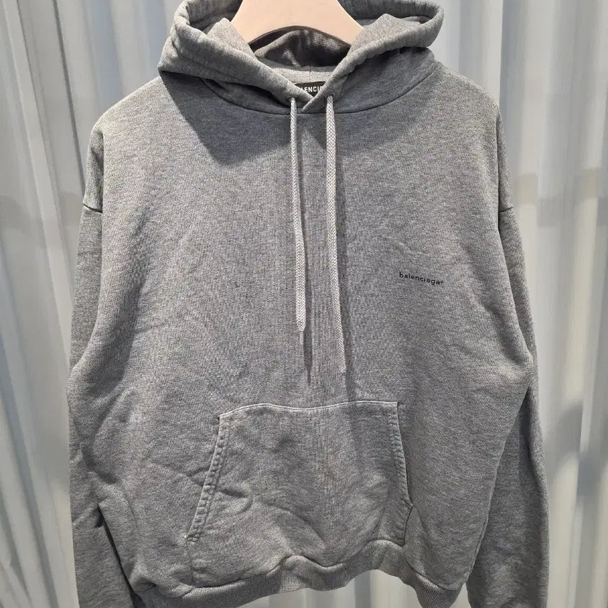 [BUNJANG] Balenciaga Small Logo Hoodie Gray (L) / (L) 발렌시아가 스몰로고 후드티 그레이
