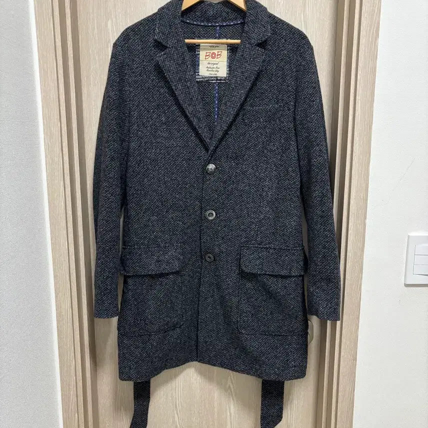 [BUNJANG] BOB Tweed Belted Coat / 이태리 BOB 트위드 벨티드 코트100/그레이