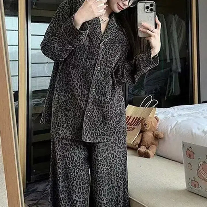 [BUNJANG] Hoppi Fleece Pajama Set / 호피 극세사 잠옷세트