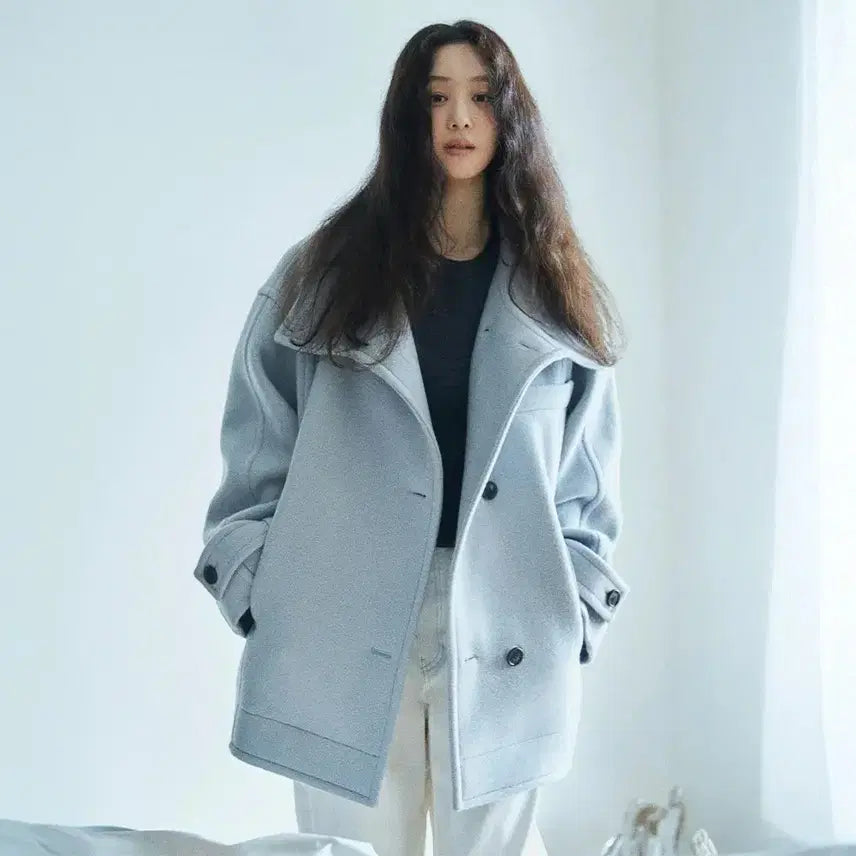 [SOLD OUT] (새상품)루에브르 캐시미어 블렌디드 하이넥 하프 코트
