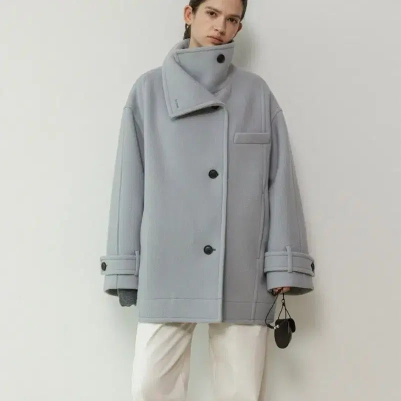 [SOLD OUT] (새상품)루에브르 캐시미어 블렌디드 하이넥 하프 코트