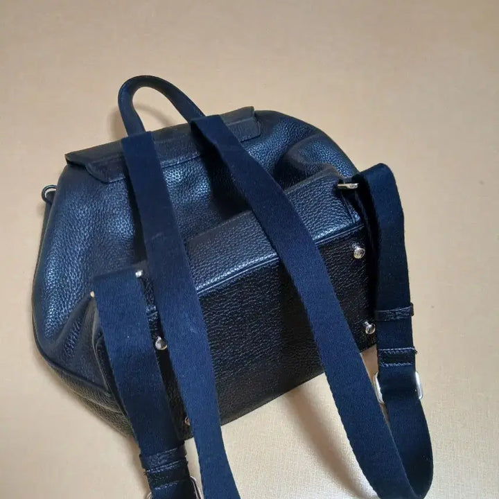 [BUNJANG] Metrocity Black Leather Backpack / 메트로시티 블랙 가죽 백팩