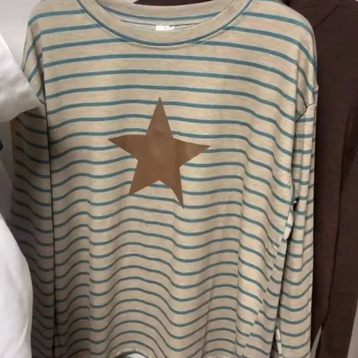 [BUNJANG] Vintage Khaki Stripe Long Sleeve Shirt / 빈티지 롱슬리브 카키 스트라이프 카모메산장 코야빈티지 카메빈티지