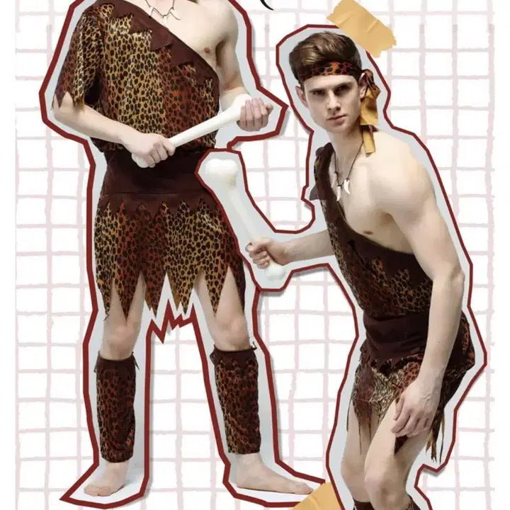 [BUNJANG] Cosplay Costume Set / 원시인 의상 코스프레 세트 뼈다귀 포함