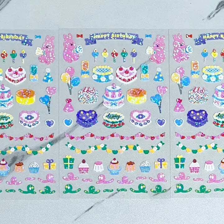 [BUNJANG] Birthday Stickers (Partial Use) / 다꾸 빨강머리앤 짱구 무민 고양이 생일 스티커 판매 (일부사용)