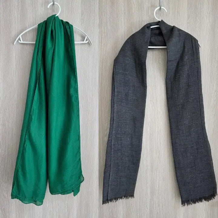[BUNJANG] Basic Solid Color Scarves / 그린/회색 기본 무지 머플러 2종