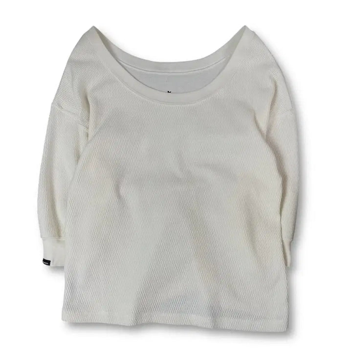 [BUNJANG] Kangol White Off-the-Shoulder Knit Sweater M / 캉골 화이트 오프숄더 짜임 니트 M