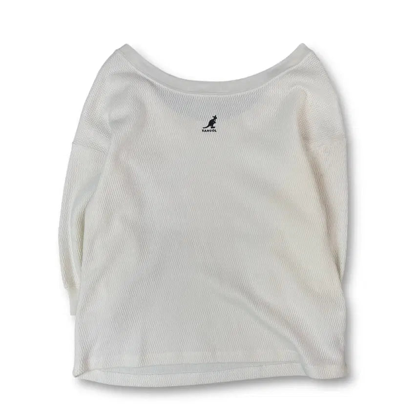 [BUNJANG] Kangol White Off-the-Shoulder Knit Sweater M / 캉골 화이트 오프숄더 짜임 니트 M