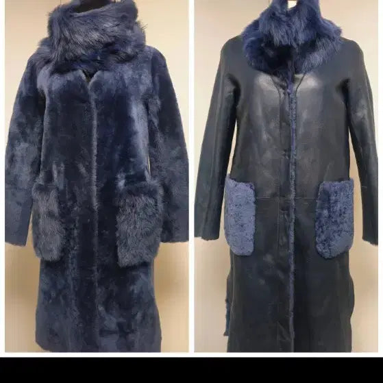 [BUNJANG] Aiz Collection Reversible Dark Blue Shearling Coat / (한파종결템) 아이잗컬렉션 / 리버시블 다크블루 무스탕 코트 55 (정가