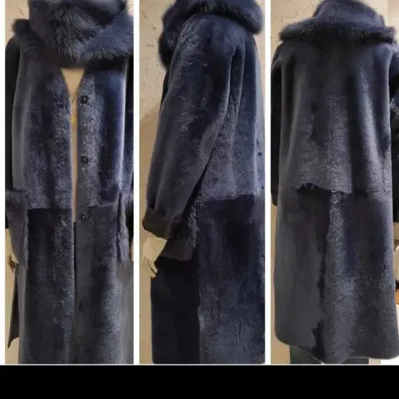[BUNJANG] Aiz Collection Reversible Dark Blue Shearling Coat / (한파종결템) 아이잗컬렉션 / 리버시블 다크블루 무스탕 코트 55 (정가