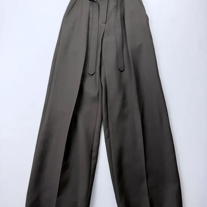 [BUNJANG] RECTO Khaki Brown Belted Slacks / 렉토 카키브라운 벨티드슬랙스