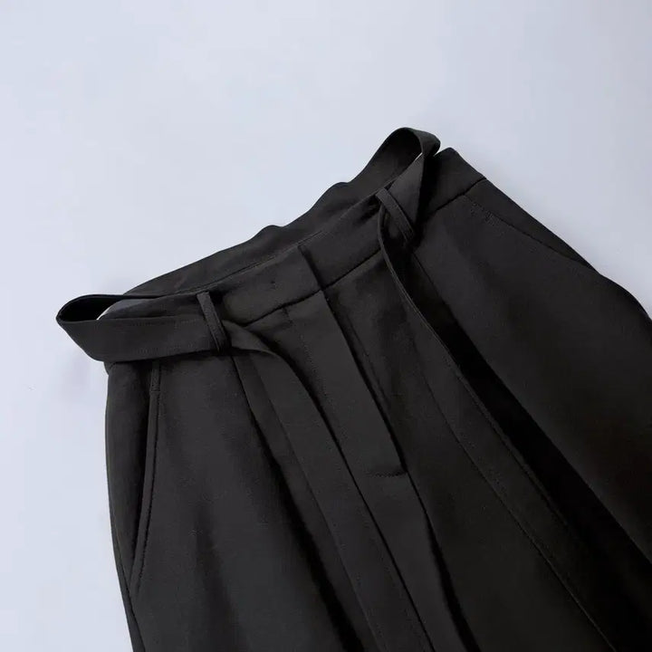 [BUNJANG] RECTO Khaki Brown Belted Slacks / 렉토 카키브라운 벨티드슬랙스