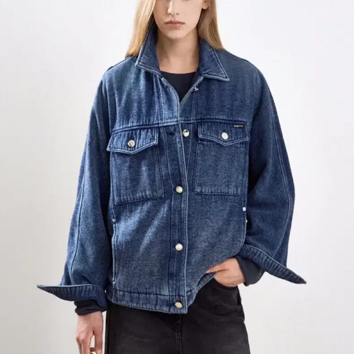 [BUNJANG] System 25FW Washed Denim Padded Jacket (New) / 한섬 25fw신상 시스템 워시드데님 패딩 자켓 55 (새거)
