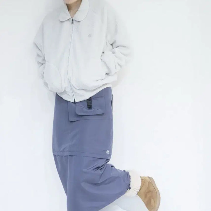 [BUNJANG] Suu Koisei O Kago Pocket Skirt Blue Gray / suu 코이세이오 카고 포켓 스커트 블루그레이