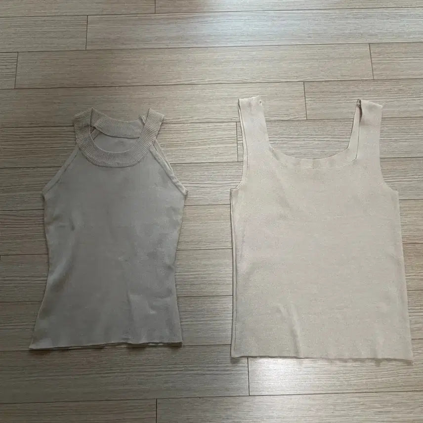 [BUNJANG] Beige Halterneck Tank Top / 베이지 홀터넥 나시, 기본 나시