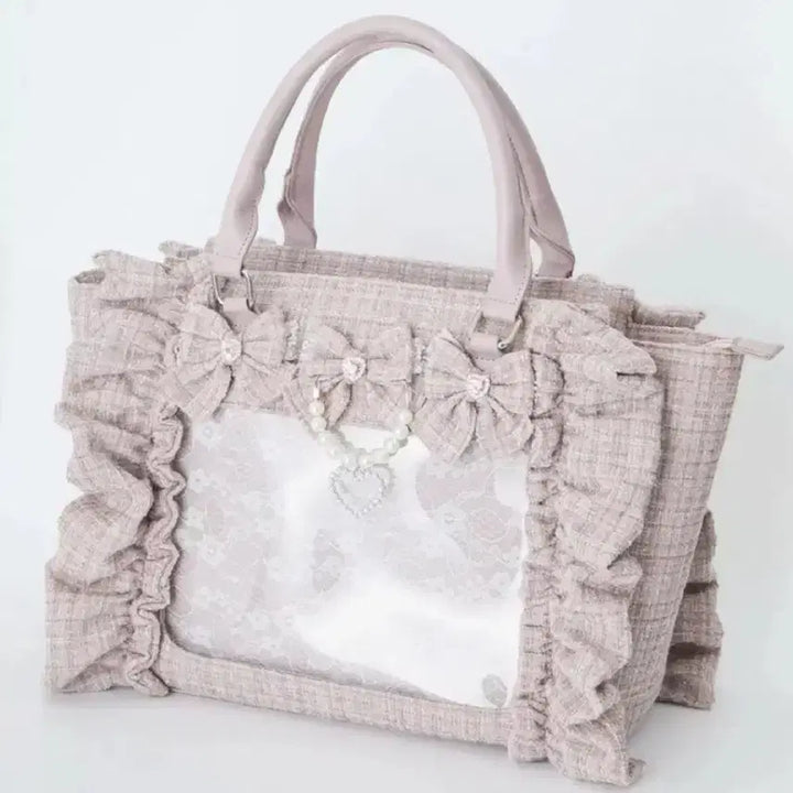 [BUNJANG] Ankuruse Tweed Ita Bag Extra Large Pink / 앙크루즈 트위드 이타백 특대형 핑크