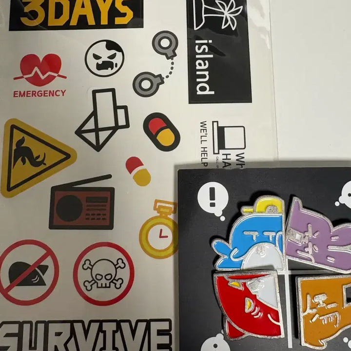 [BUNJANG] Sleepground Pixelly 3days Sticker Badge Bundle Set / 잠뜰 픽셀리 쓰리데이즈 3days 스티커 뱃지 일괄