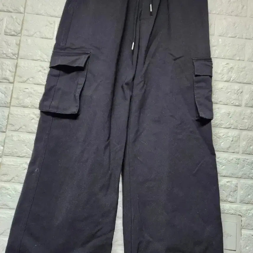 [BUNJANG] Black Cargo Wide Banding Pants / 블랙 카고 와이드 밴딩 팬츠