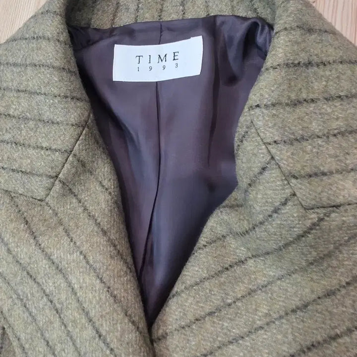[BUNJANG] TIME 1993 Striped Double Long Coat / TIME 타임 1993 스트라이프 더블 롱코트 / 핸드메이드 / 정품