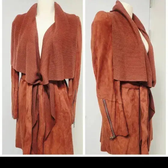 [BUNJANG] Doho Goat Suede 100% Color Block Drape / Doho/ 세련된 스타일의 고트 스웨이드(염소가죽) 100% 배색 드레이