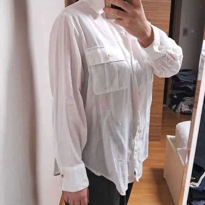 [BUNJANG] Pocket Shirt / 난닝구 화이트 포켓 셔츠 남방