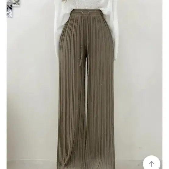 [SOLD OUT] 에이블리 릴리움 차르르 주름벤딩 롱팬츠 모카 새상품