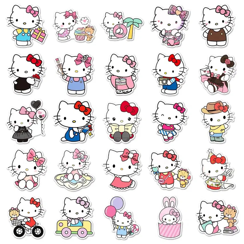 [BUNJANG] Sanrio Hello Kitty Sticker Set / 산리오 헬로키티 조각스티커 50p 캐리어 노트북 다꾸 쿠로미 포차코