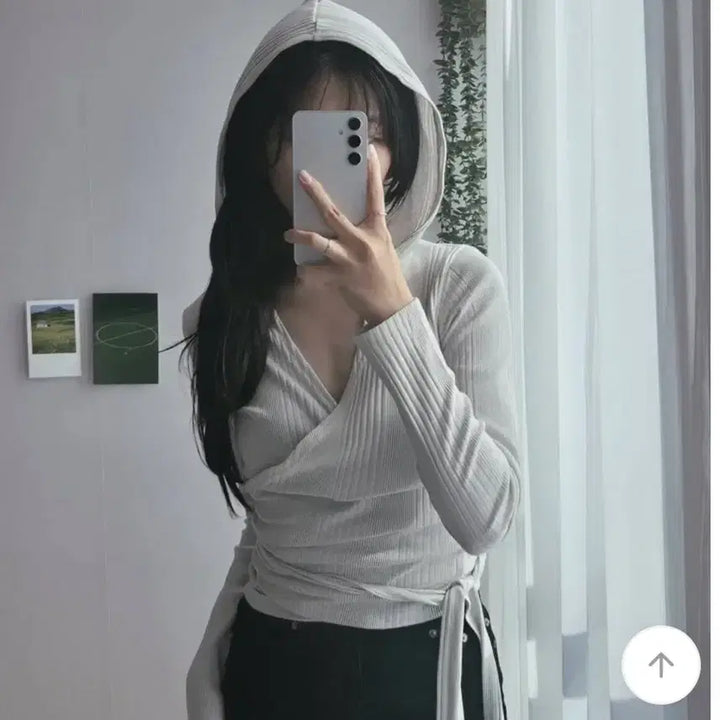 [BUNJANG] Wrap Hood Knit Long Sleeve Ivory / 랩 후드 니트 긴팔 아이보리