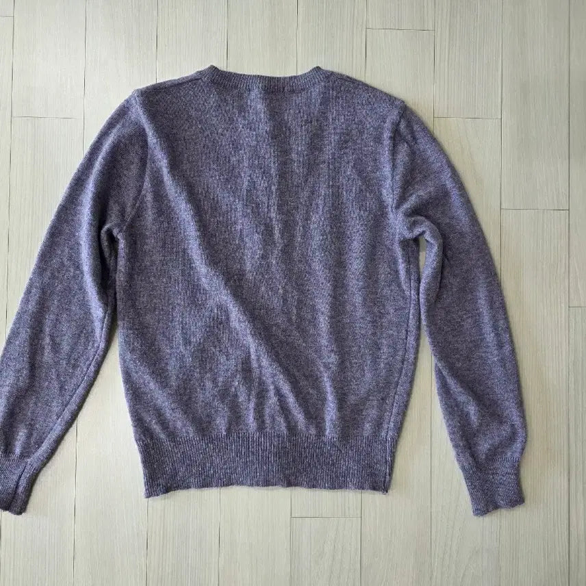 [BUNJANG] Round Neck Knit Cardigan Purple S / 라운드넥 니트 가디건 퍼플 S