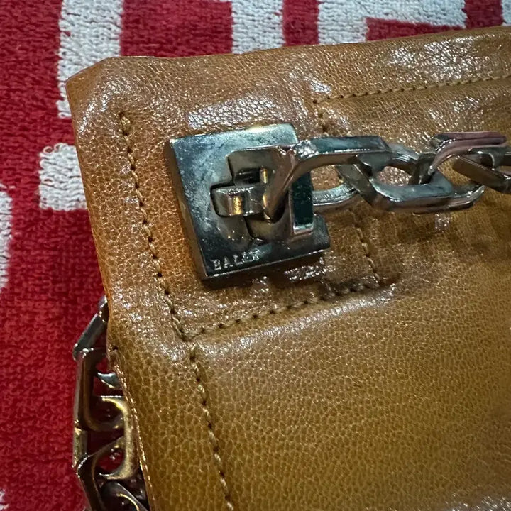 [BUNJANG] Bally Leather Chain Shoulder Bag / 발리 레더 체인 숄더백 카멜