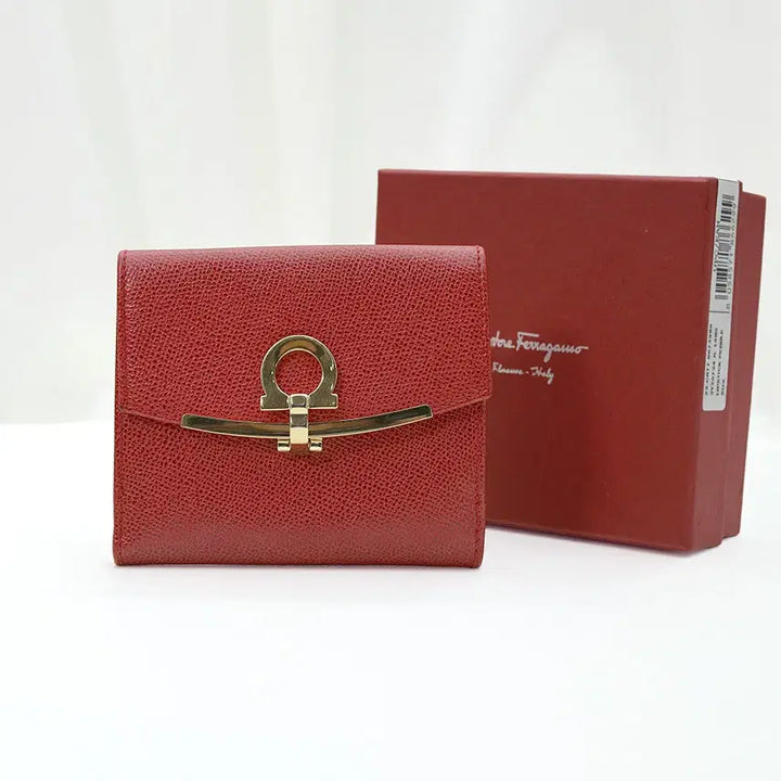 [BUNJANG] Ferragamo Gancini French Wallet / 페라가모 레드 사피아노 금장 간치니 프렌치 반지갑