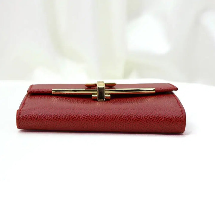 [BUNJANG] Ferragamo Gancini French Wallet / 페라가모 레드 사피아노 금장 간치니 프렌치 반지갑