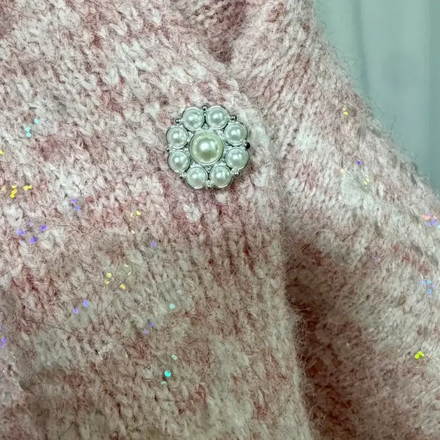 [BUNJANG] Pink Sequin Knit Cardigan / [새상품] 핑크 스팽글 니트 가디건