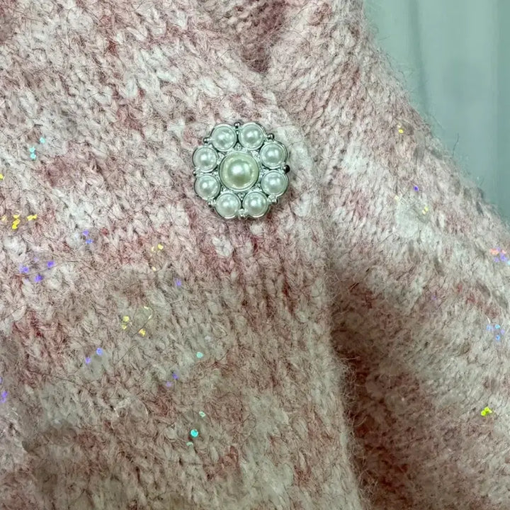 [BUNJANG] Pink Sequin Knit Cardigan / [새상품] 핑크 스팽글 니트 가디건