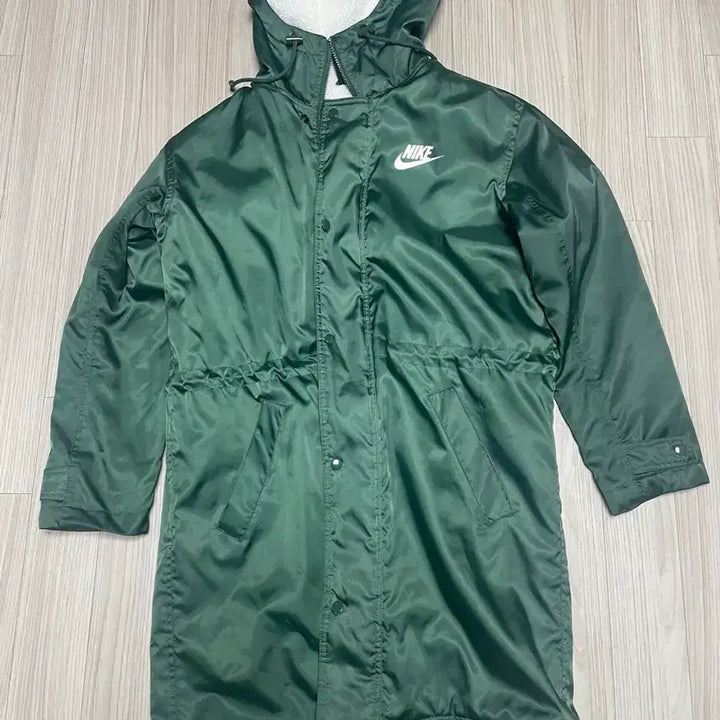 [BUNJANG] Nike Sherpa Big Logo Long Coat Green S / 나이키 쉐르파 빅로고 롱 돕바