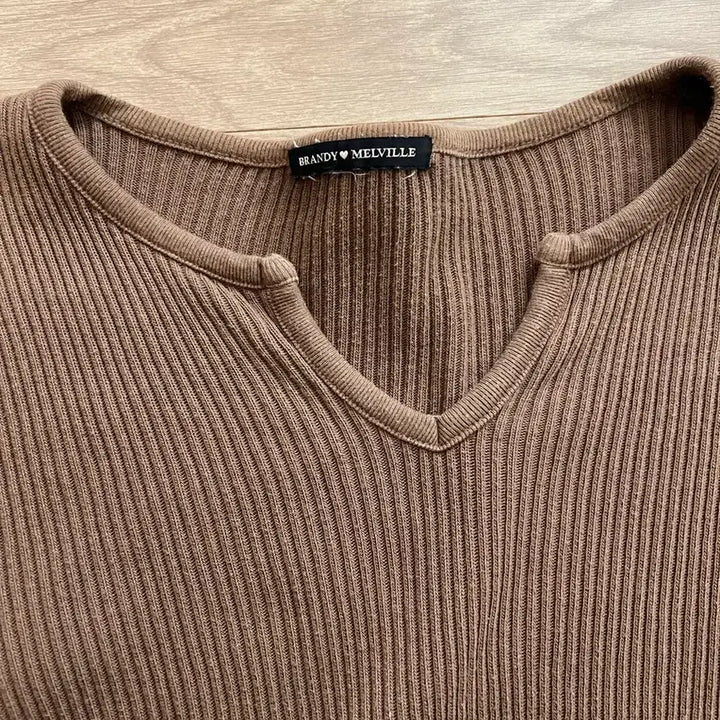 [BUNJANG] Brandy Melville Sweater / 브랜디멜빌 브이넥 슬림핏 크롭 골지 니트
