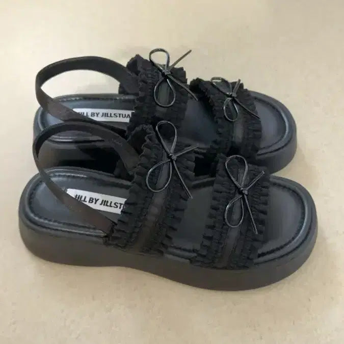 [BUNJANG] JILL BY JILLSTUART Ribbon Sandals Black / 질바이질스튜어트 리본 샌들 블랙