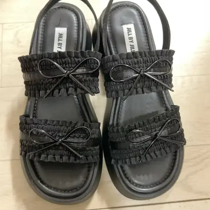 [BUNJANG] Jill Stuart Ribbon Sandals Black / 질바이질스튜어트 리본 샌들 블랙