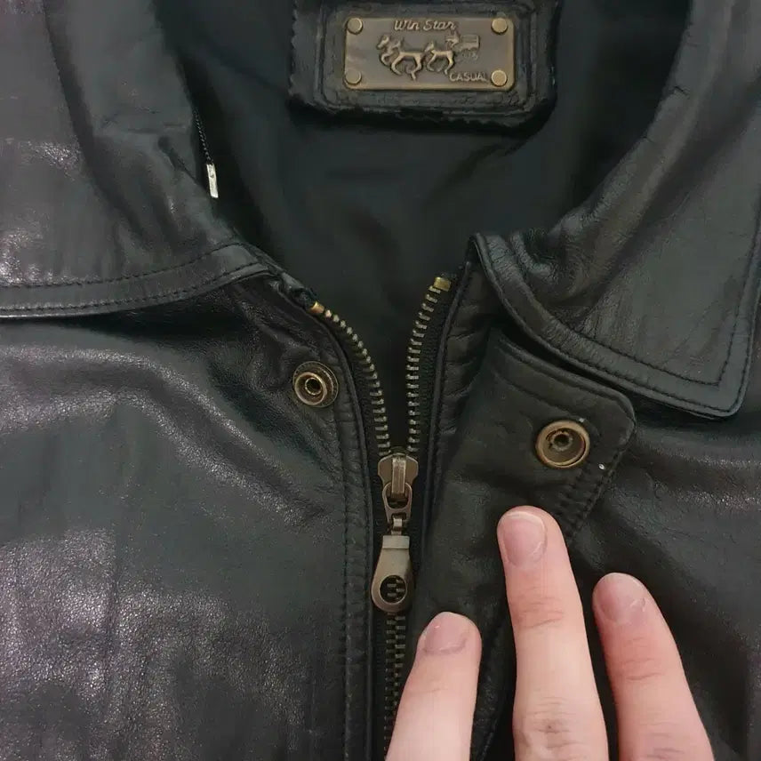 [BUNJANG] Vintage Leather Bomber Jacket / 빈티지 가죽 봄버 자켓