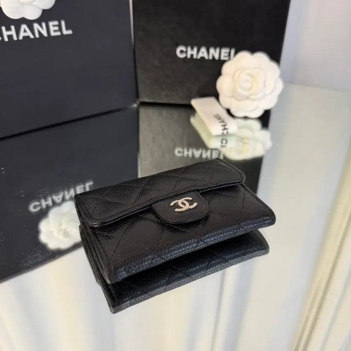 [BUNJANG] Chanel Classic Card Holder Grain Calfskin / 샤넬 클래식 카드 홀더 그레인드 카프스킨 &amp; 실버 메탈 블랙
