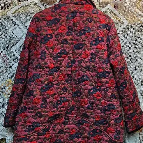 [BUNJANG] Floral Quilted Wool Coat / 플라워 패턴 퀼팅 털누빔 코트