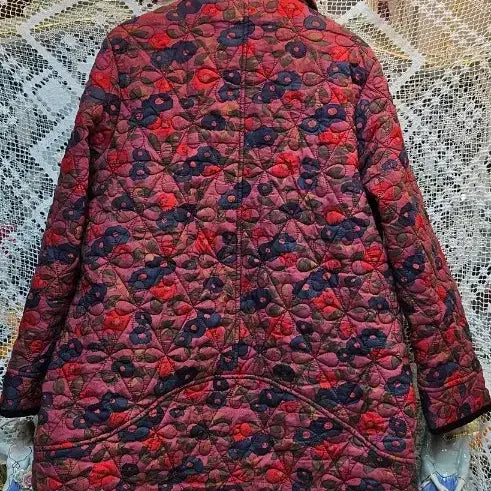 [BUNJANG] Floral Quilted Wool Coat / 플라워 패턴 퀼팅 털누빔 코트