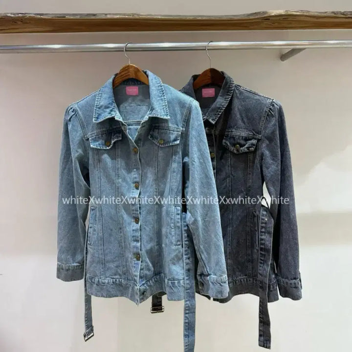 [BUNJANG] Black Barbie Belted Denim Jacket / 블랙바비 벨트청자켓 연청