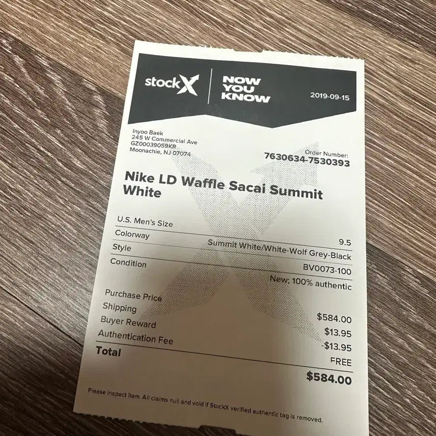 [BUNJANG] Nike x Sacai LDWaffle Summit White 275 Sneakers / 나이키 x 사카이 LD와플 서밋 화이트 275
