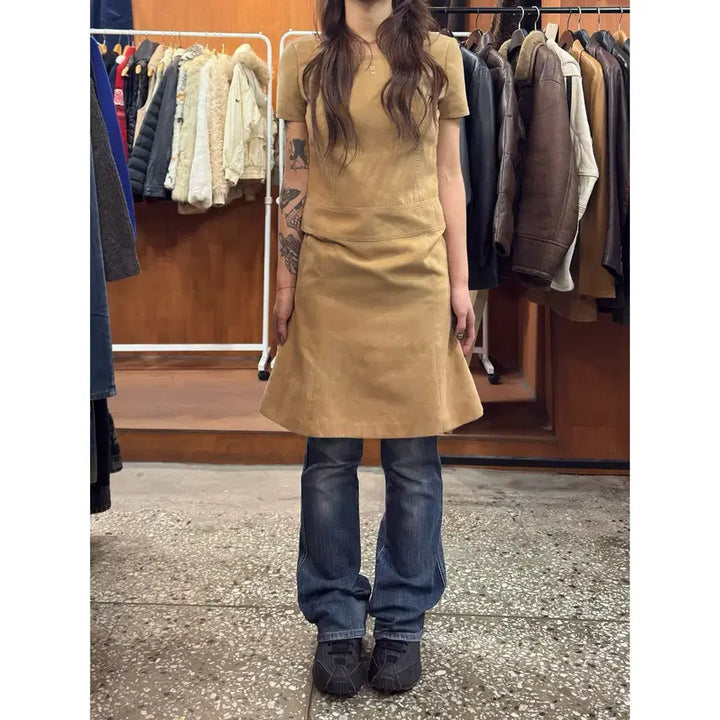 [SOLD OUT] Courreges 꾸레쥬 빈티지 스웨이드 원피스