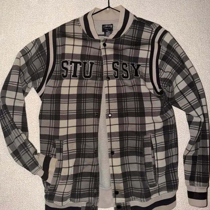 [BUNJANG] Stussy Check Cotton Varsity Jacket / Stussy check cotton varsity jacket